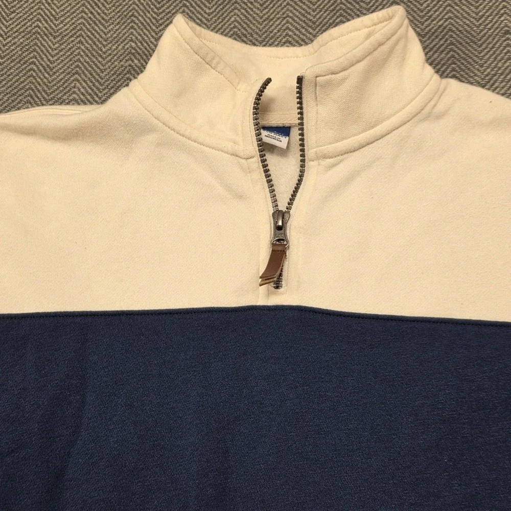 Old‎ Navy Boys Large 10-12 Quarter Zip Sweatshirt Cream Navy Colorblock Pullover